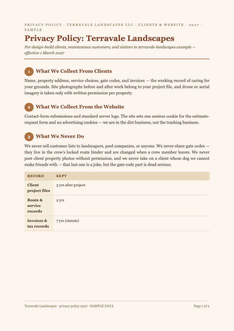 Earth tone natural privacy policy
